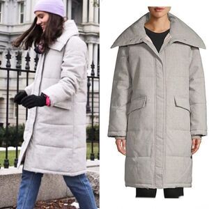 AVEC LES FILLES Grey Plaid Puffer Jacket-M